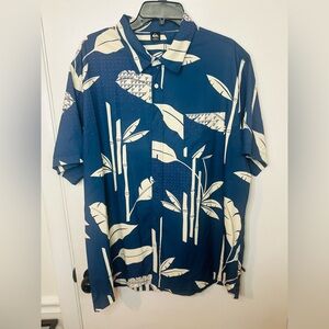 Quiksilver Waterman Collection  Navy/Off White  Hawaiian Button Up Shirt Sz XXL